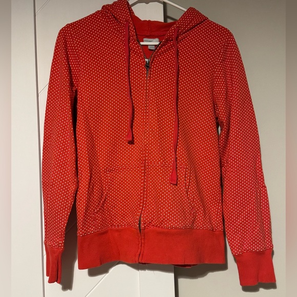 Old Navy Pink Red Women's Polka Dot Zip Up Hoodie Size Large - Picture 1 of 5